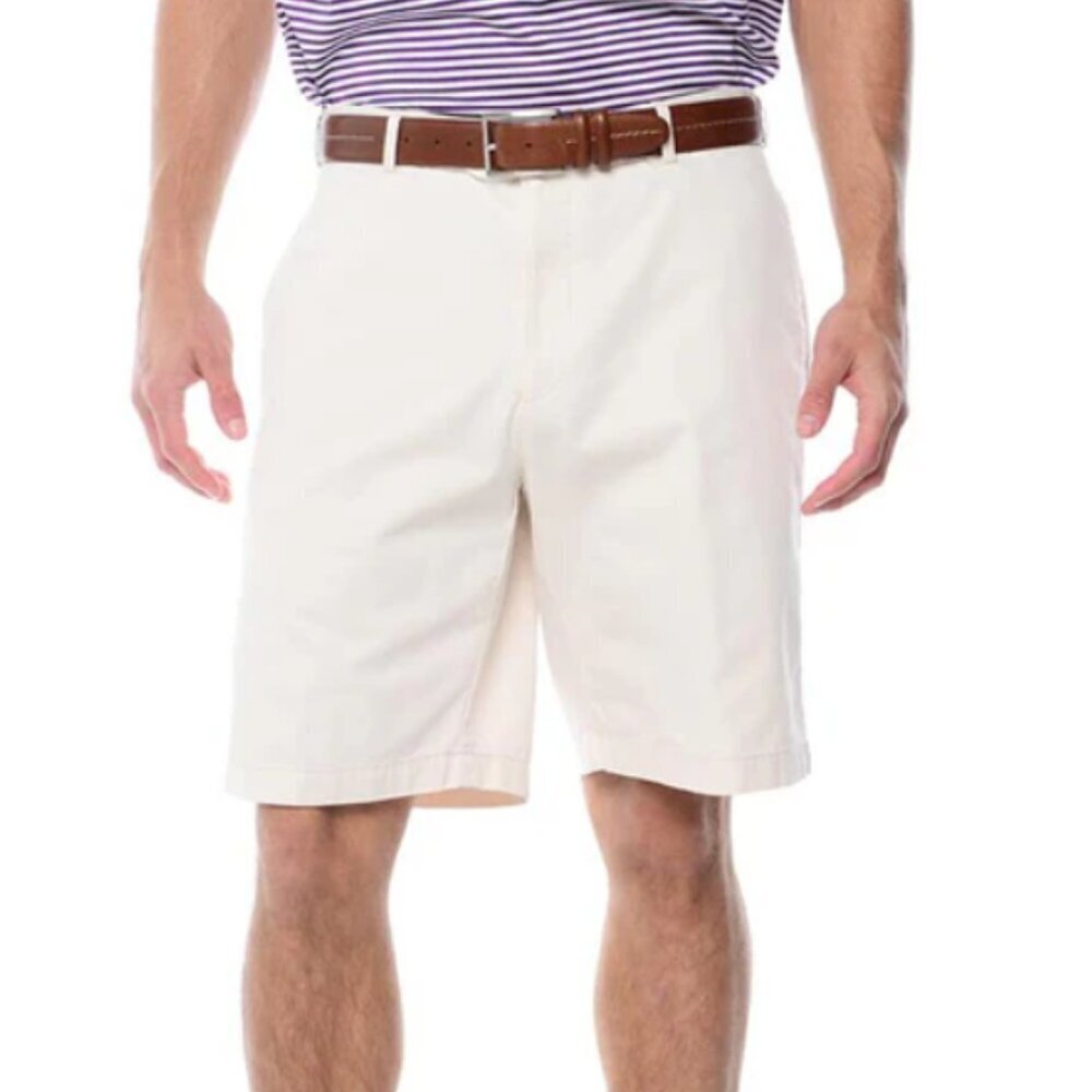 Peter Millar Men's Pima Cotton Winston Washed Twill Shorts in Off White Size 42